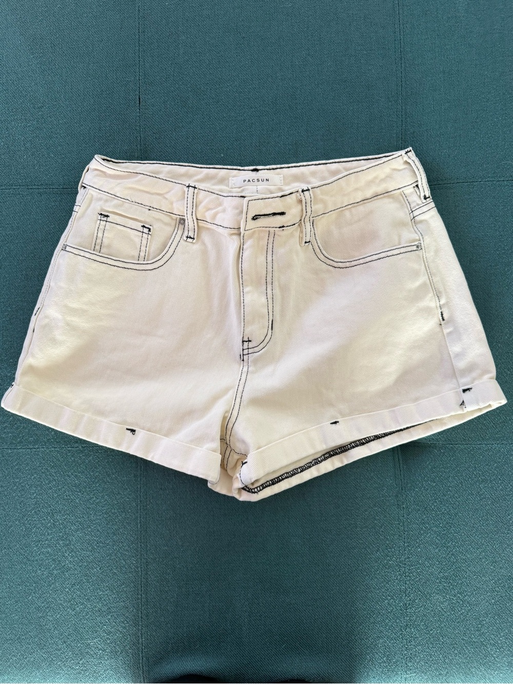 PacSun White Rolled-Hem Denim Shorts